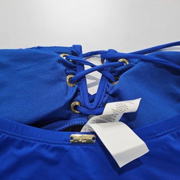 Lauren Ralph Lauren Lace-up Bandeau Tummy-Control One-Piece Swimsuit Siz… - Picture 8 of 11